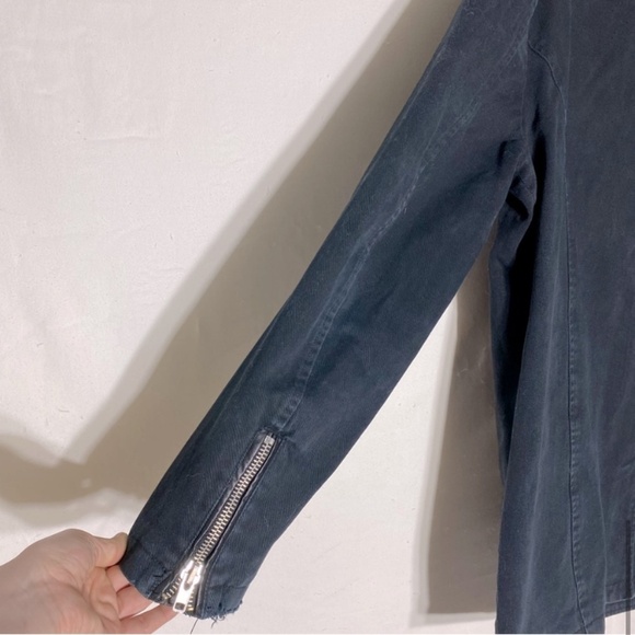 Urban Black Canvas Zip Up Pea Coat L - Picture 10 of 14